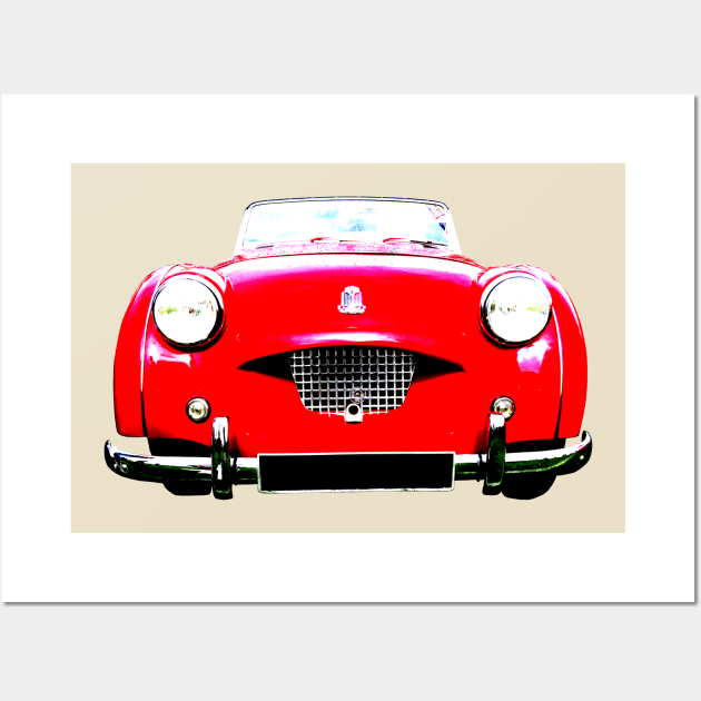 Triumph TR2 1950s British classic car bold red Wall Art by soitwouldseem